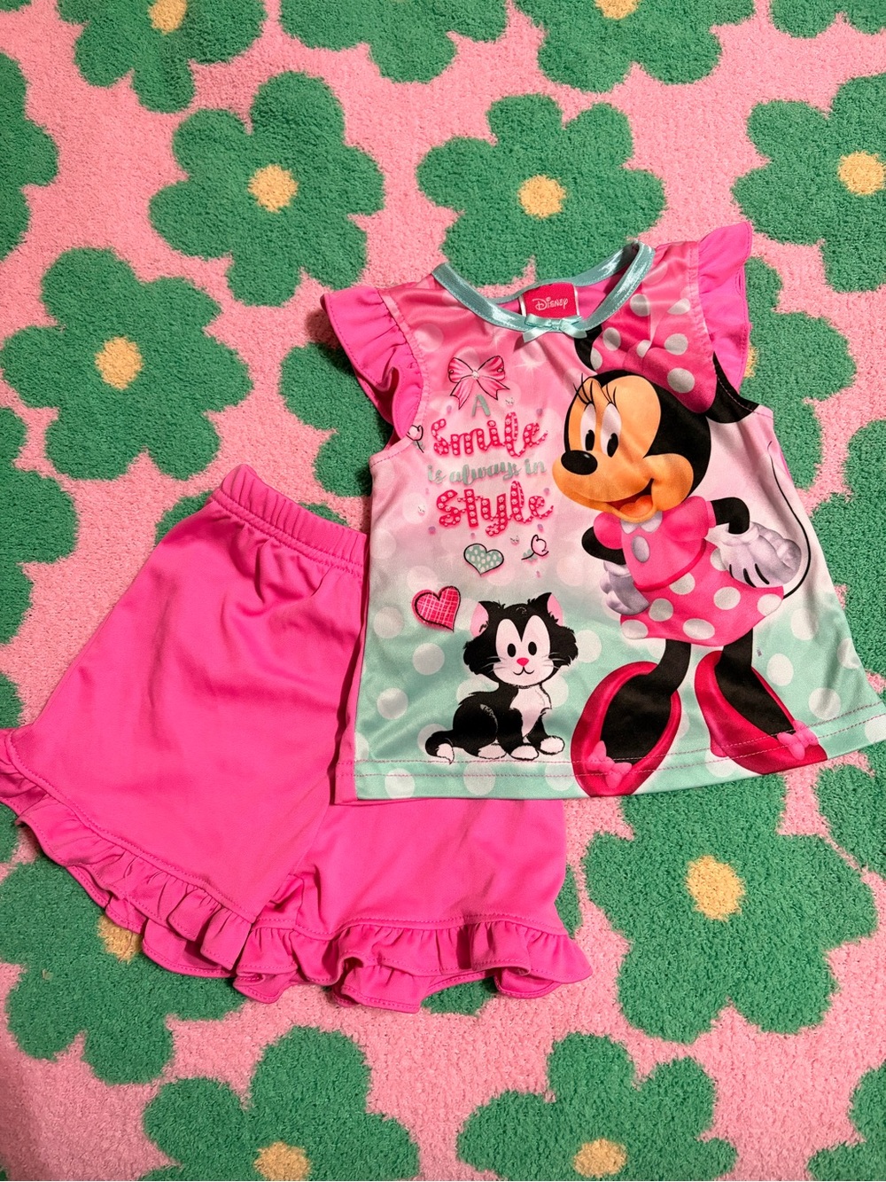 Disney Minnie Mouse Pink & Mint Girls' Pajama Set